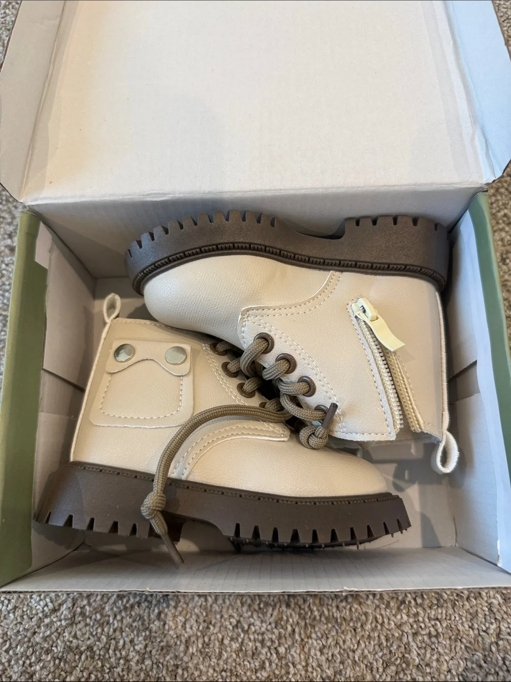 Toddler Girl Neutral Ankle Boots - Cream 5.5